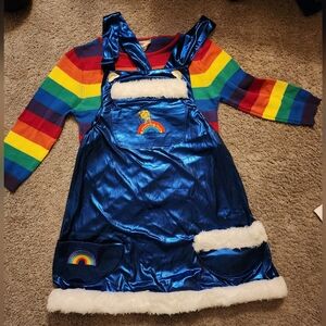 Custom Made Rainbow Brite Dress + Vintage Eclipse LA Rainbow Sweater Junior S/M